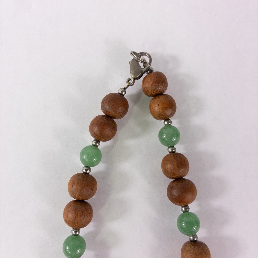 Lee Sands Turtle Necklace Abalone Inlay Bayong Wood Jade Beads 22" w/ Box - Picture 4 of 10
